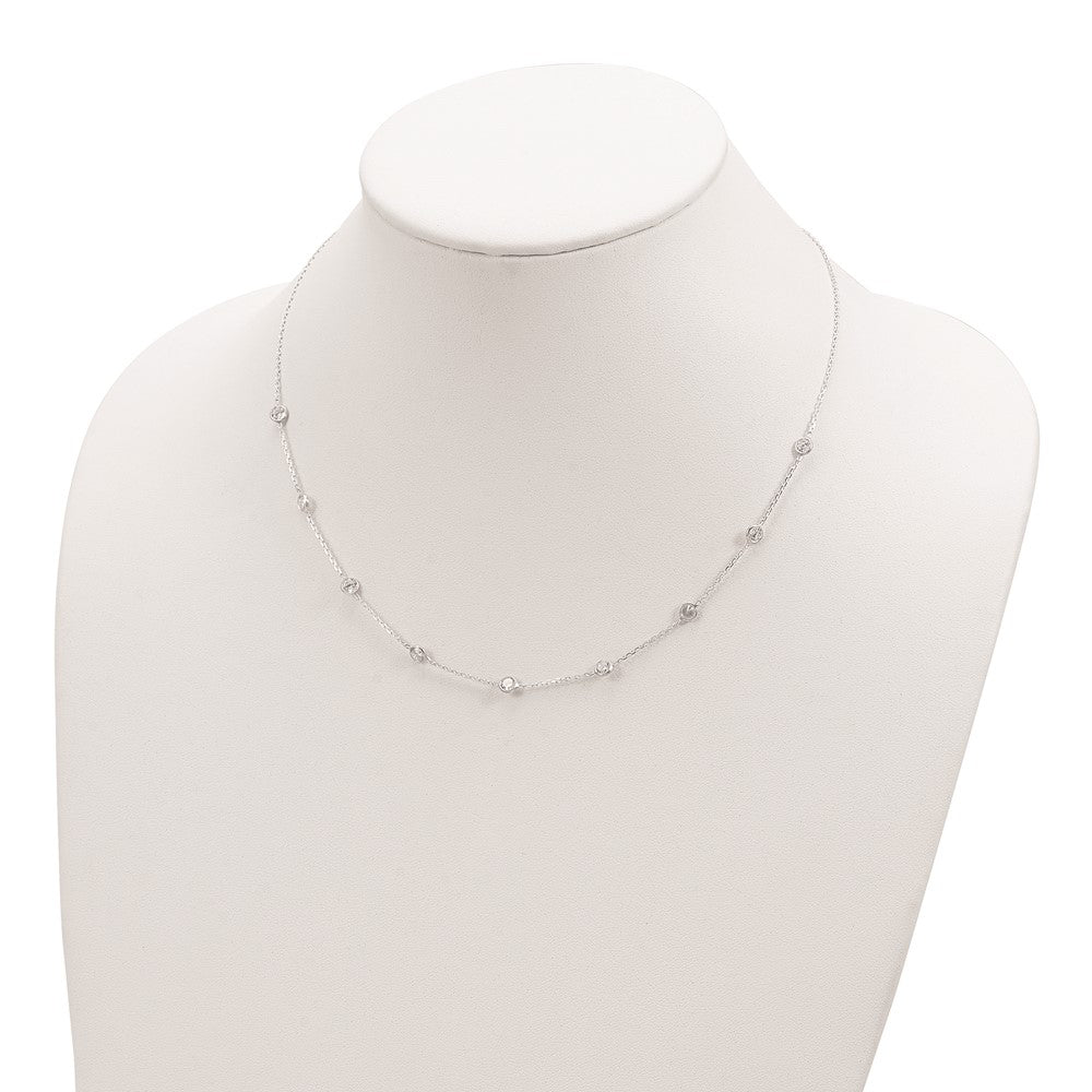 Sterling Silver Clear 4mm 11-Station CZ w/2in ext. Necklace