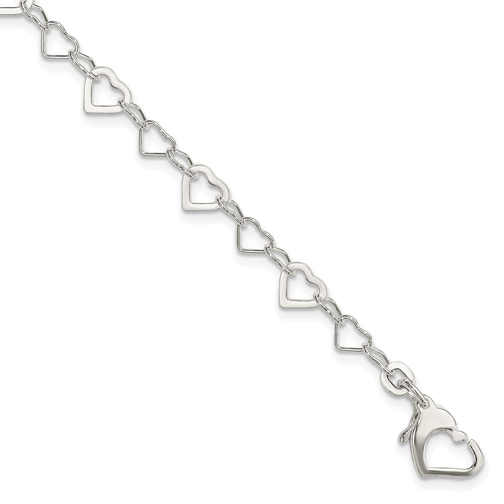 Polished;Sterling silver;Heart;Heart clasp