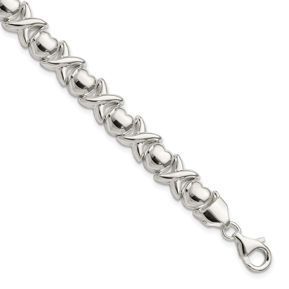 Polished;Sterling silver;Fancy lobster;Heart