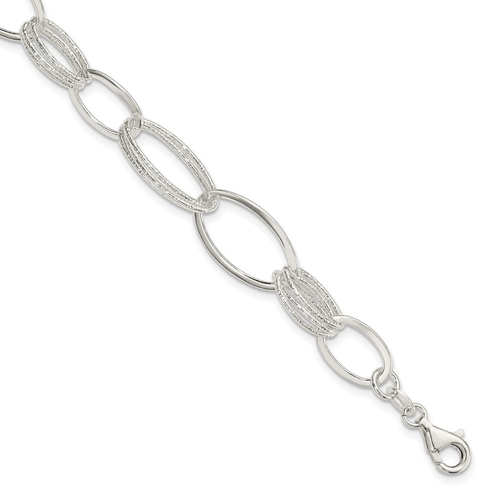 Polished;Sterling silver;Fancy lobster;Textured