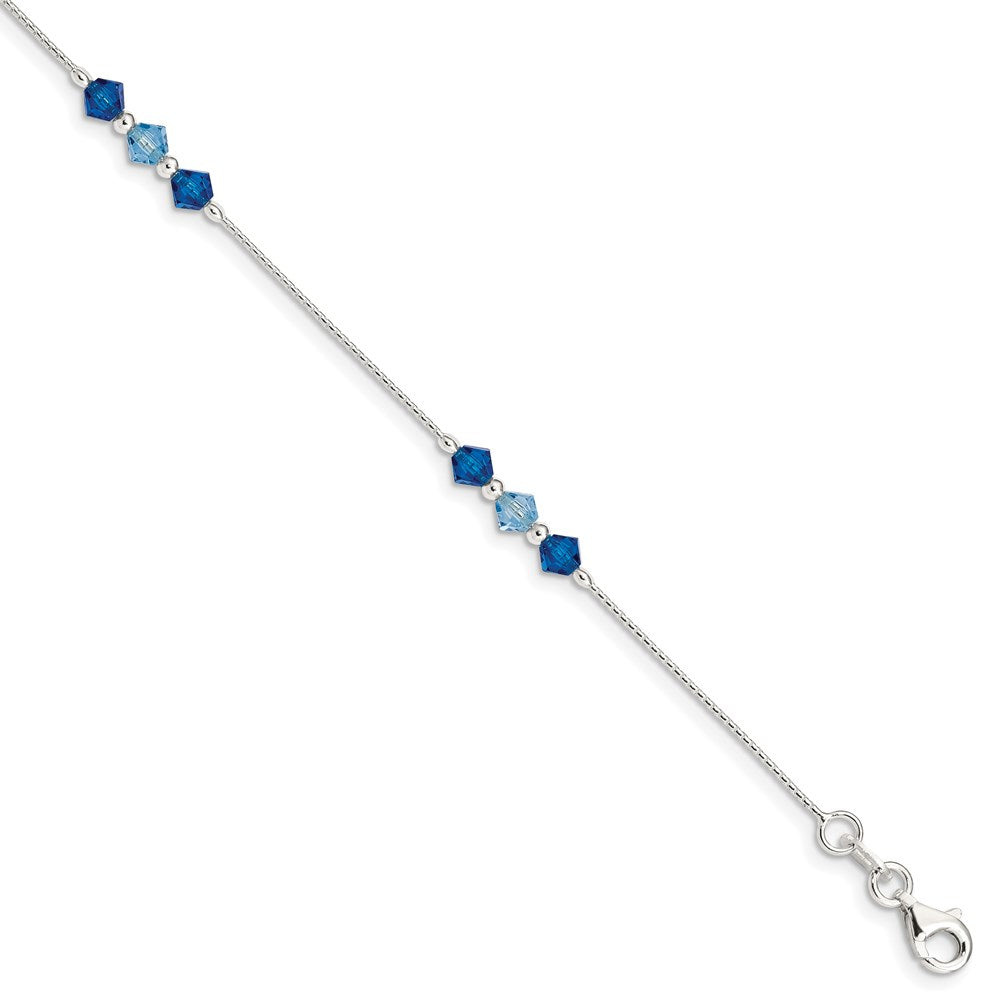 Polished;Sterling silver;Fancy lobster;Blue;Glass bead