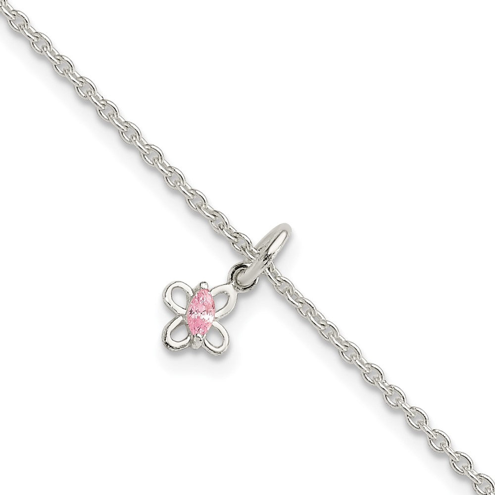 Polished;Sterling silver;CZ;Fancy lobster;Dangle;1.5in extension