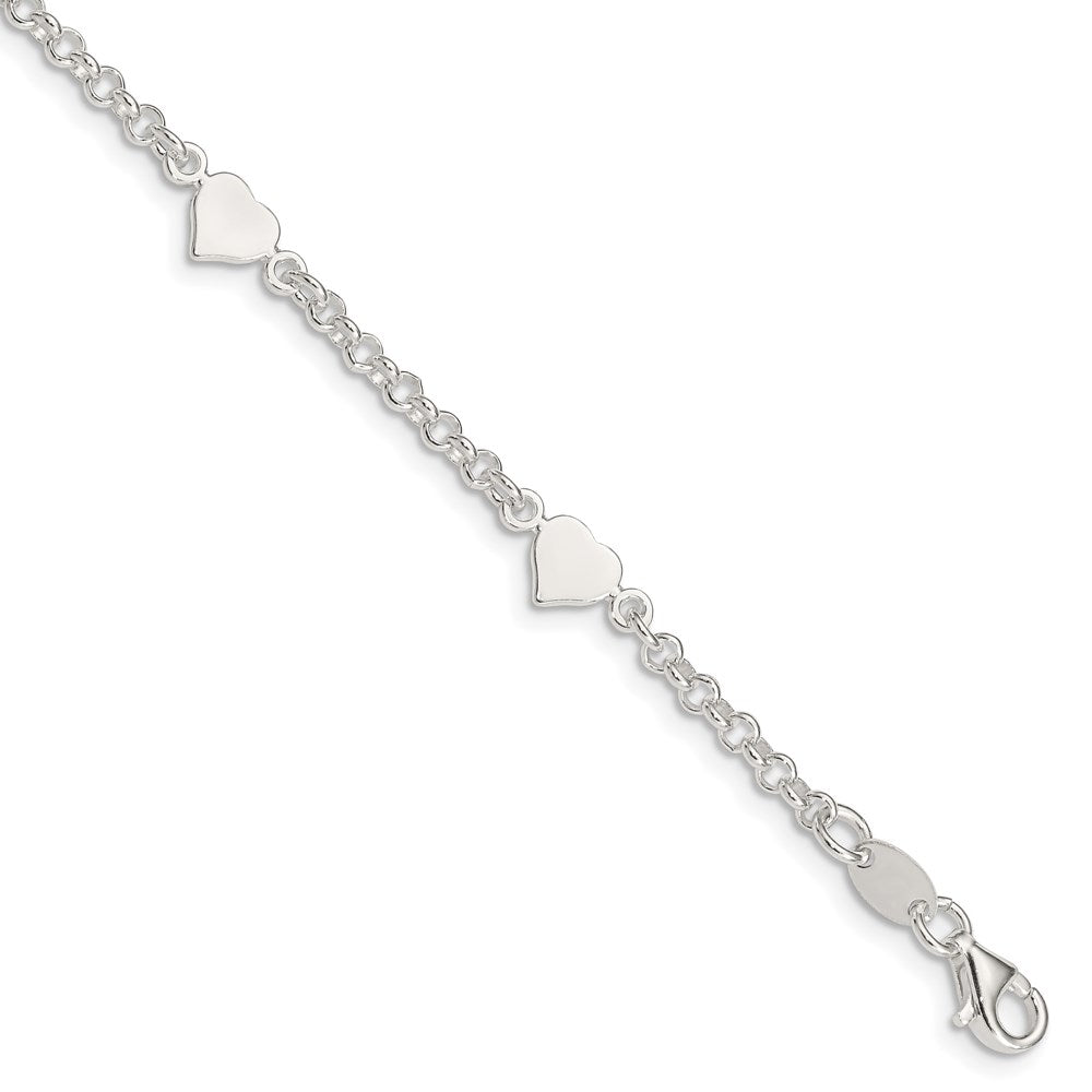 Polished;Sterling silver;Fancy lobster;Heart