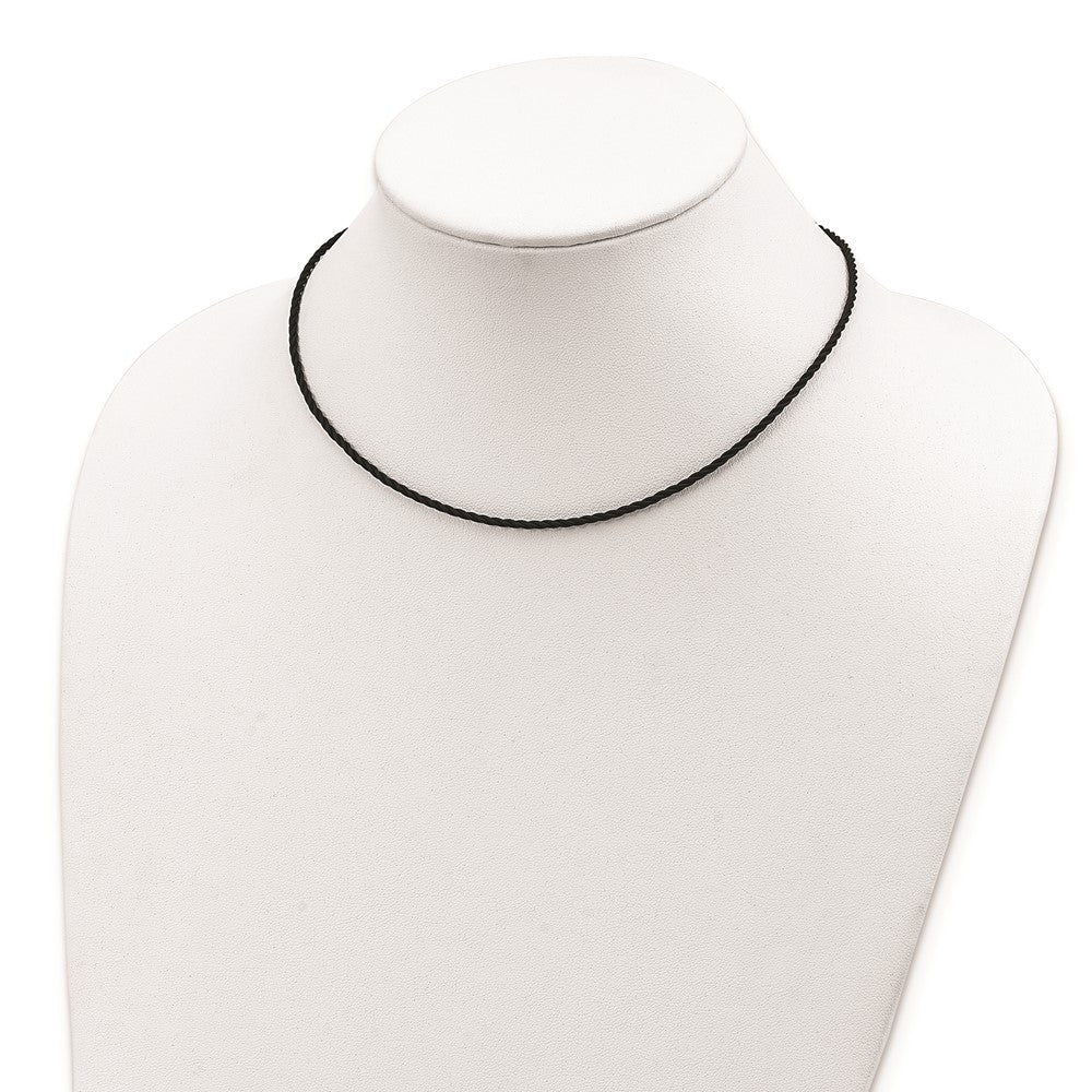 Sterling Silver 18 inch 2mm Black Twisted Rubber Necklace