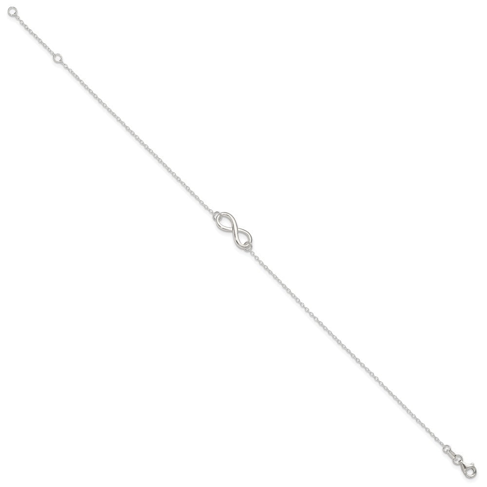 Sterling Silver Infinity 9 inch Plus 1 inch Extender - Total 10 inch Anklet