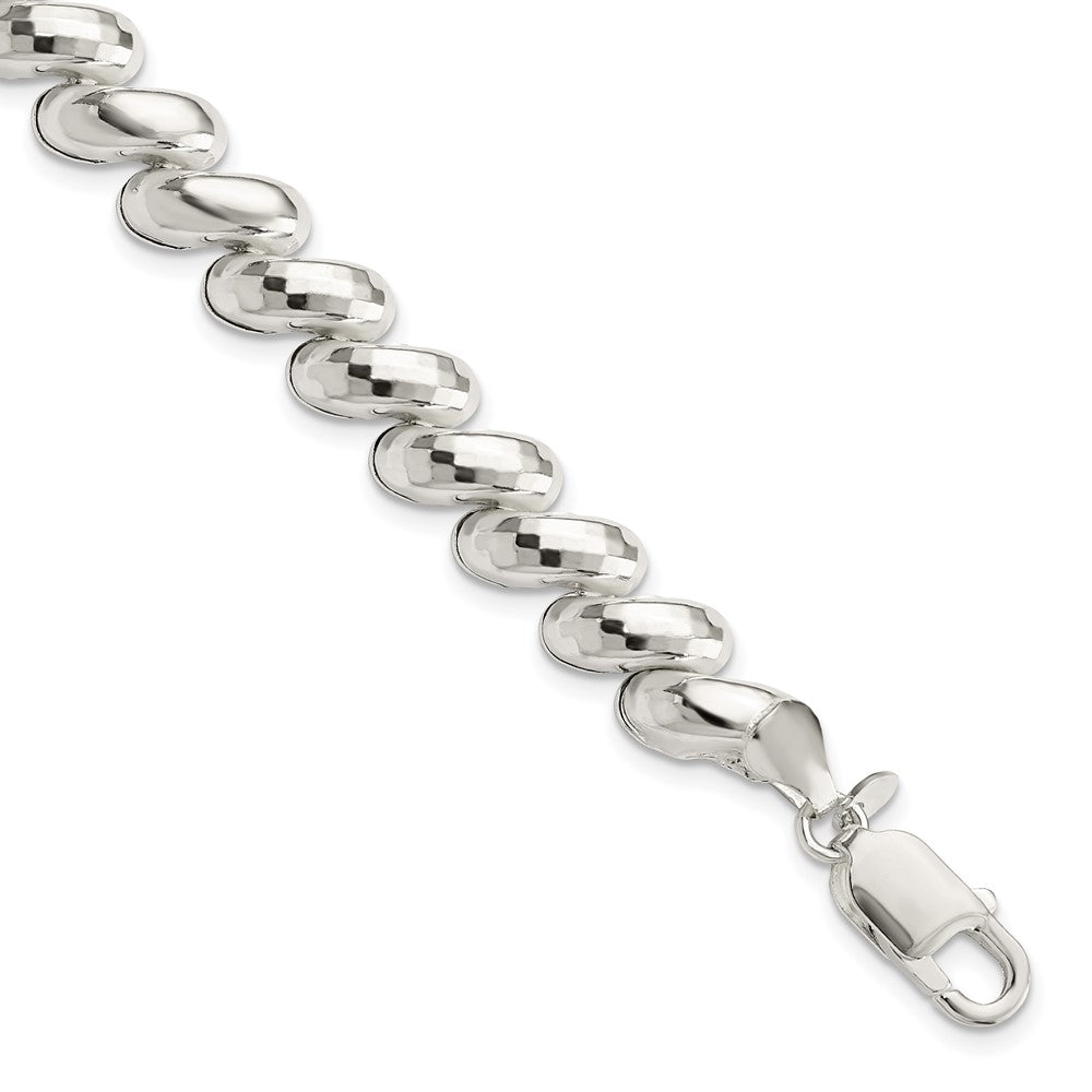 Polished;Lobster;Sterling silver;Diamond Cut