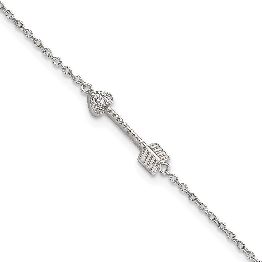 Polished;Sterling silver;CZ;Fancy lobster;Heart