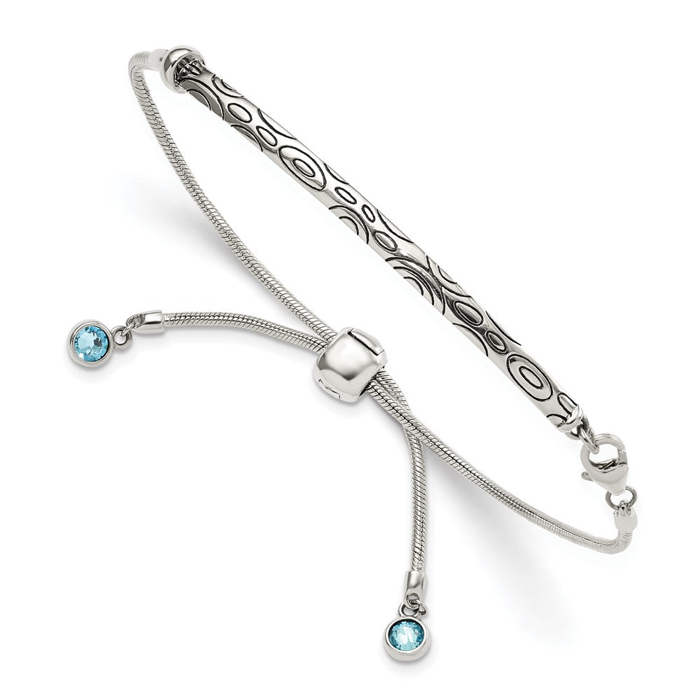 Polished;Sterling silver;Adjustable;Antiqued;Blue;Swarovski crystals