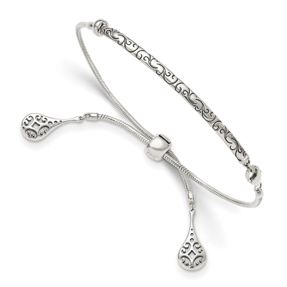 Polished;Sterling silver;Adjustable;Antiqued