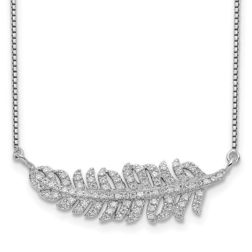 Polished;Spring Ring;Sterling silver;CZ;Box chain;Rhodium-plated