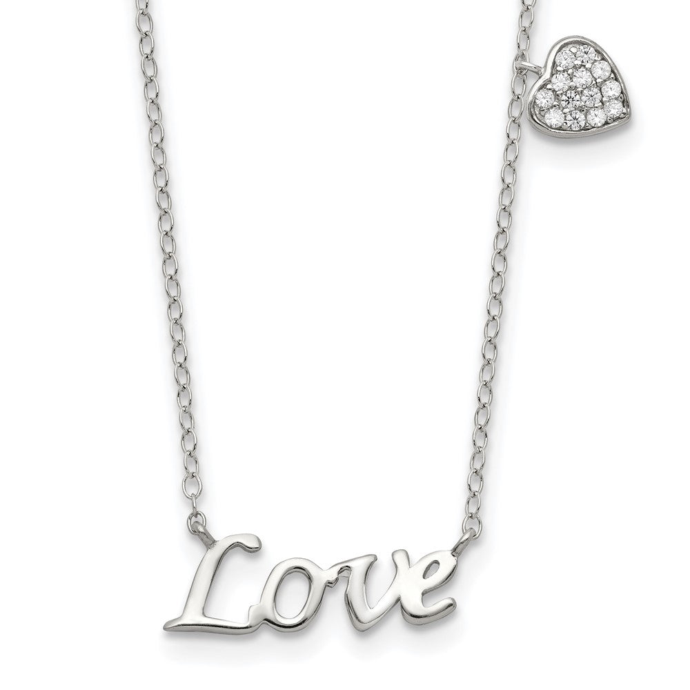 Polished;Sterling silver;CZ;Fancy lobster;Heart;Love