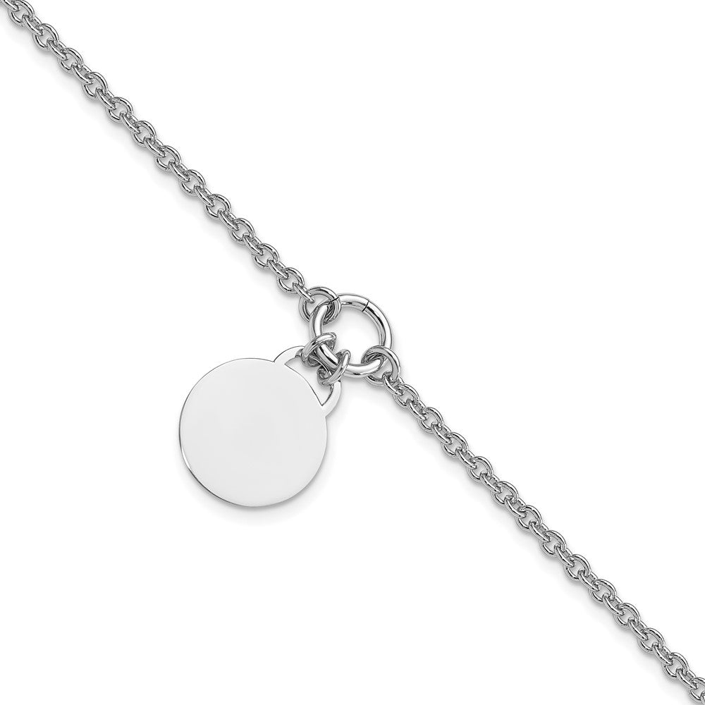 Polished;Engravable;Sterling silver;Fancy lobster;Rhodium-plated;1in extender