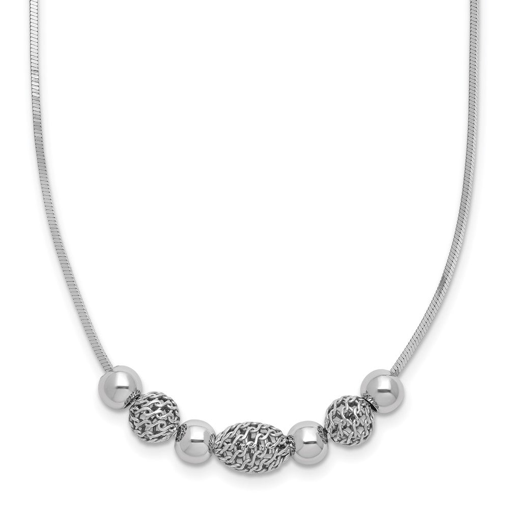 Polished;Sterling silver;Fancy lobster;Textured;Snake Chain;Beaded