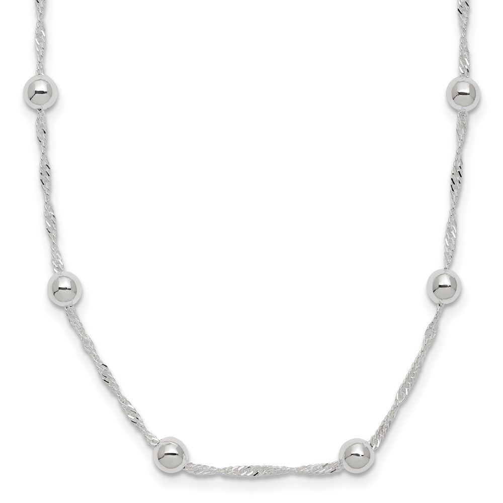 Sterling Silver Polished Beaded 16in Necklace