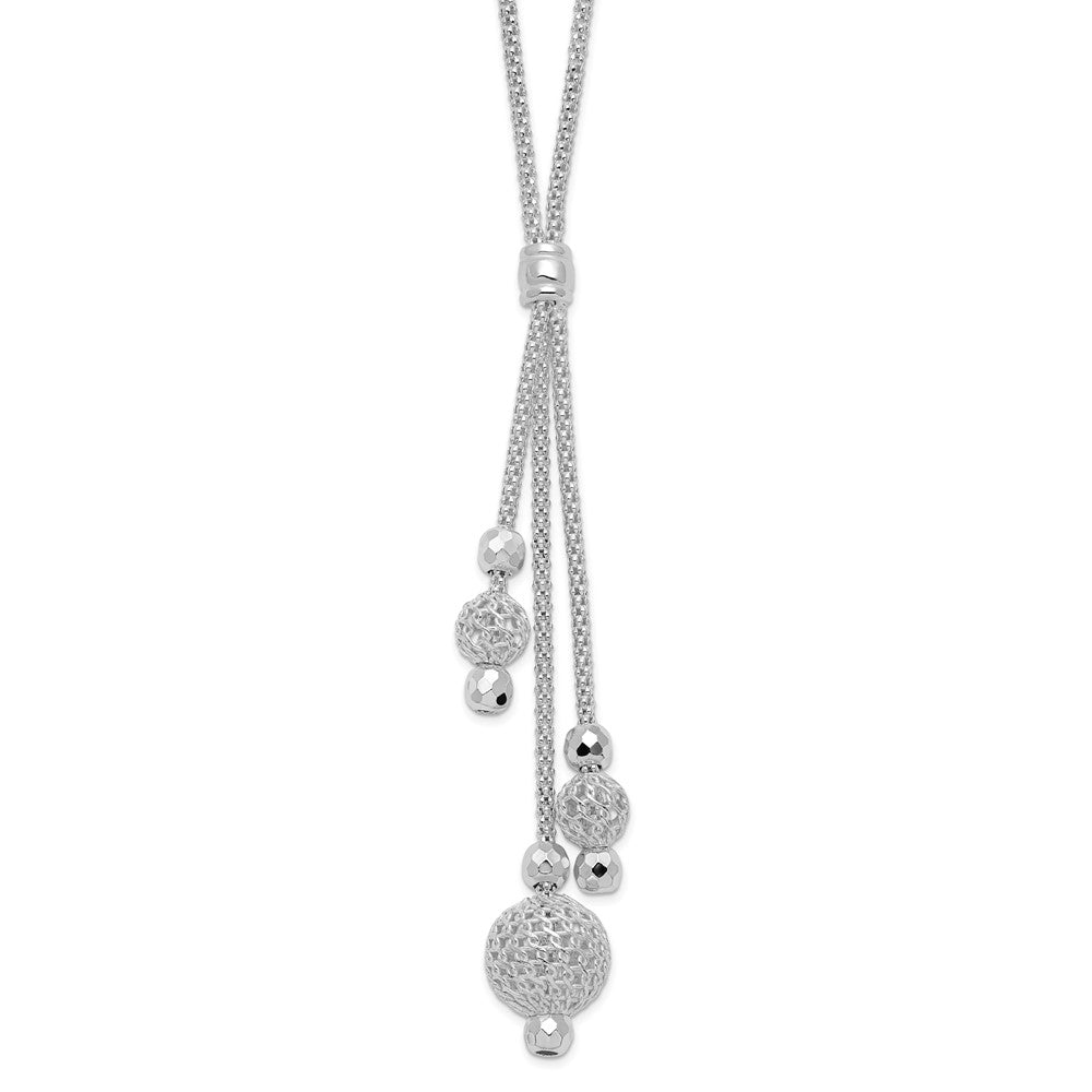 Polished;Lobster;Sterling silver;Textured;Dangle;Beaded