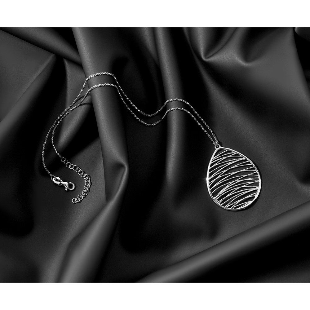 Sterling Silver Rhodium-plated Polished w/ 1.75in Ext. Necklace