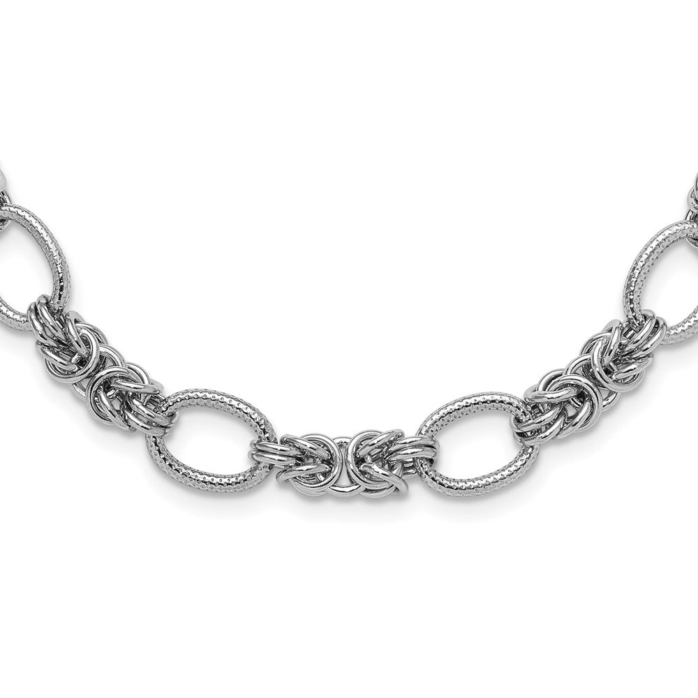Polished;Sterling silver;Fancy lobster;Textured;Rhodium-plated