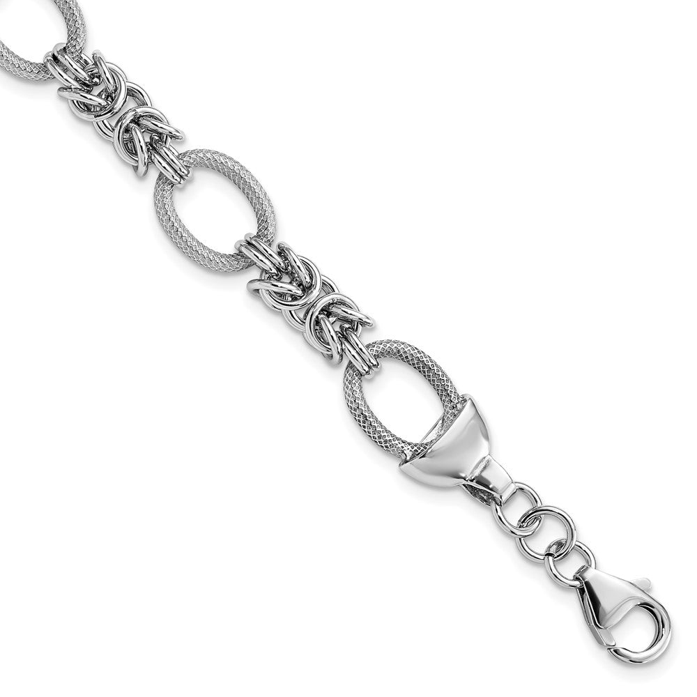 Polished;Sterling silver;Fancy lobster;Toggle;Rhodium-plated