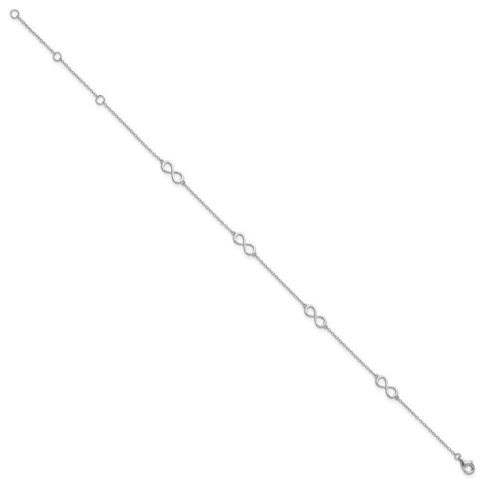 Sterling Silver Rhodium-plated Infinity 9 inch Plus 2 inch extender - Total 11 inch Anklet