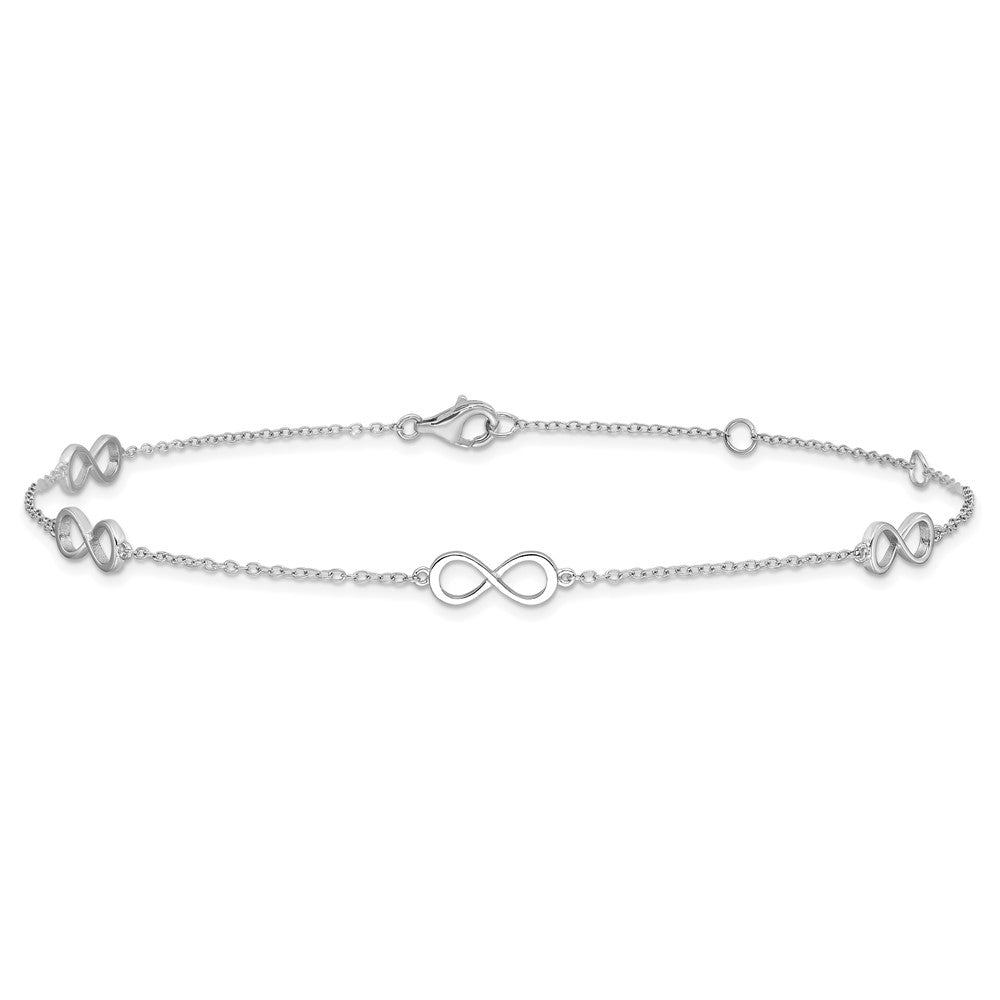 Sterling Silver Rhodium-plated Infinity 9 inch Plus 2 inch extender - Total 11 inch Anklet