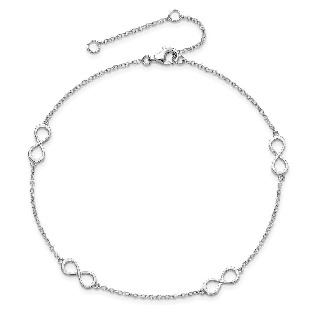 Sterling Silver Rhodium-plated Infinity 10 inch Plus 2 inch Extender - Total 12 inch Anklet