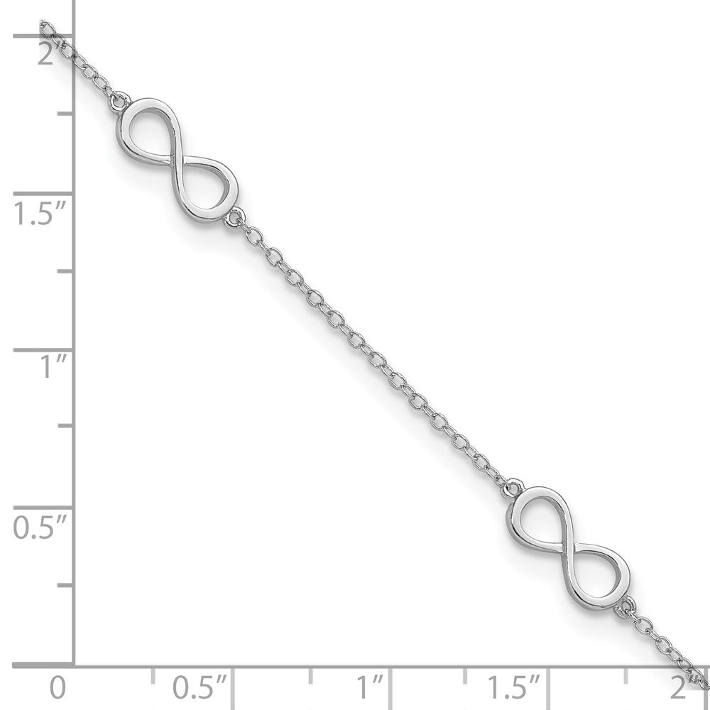 Sterling Silver Rhodium-plated Infinity 9 inch Plus 2 inch extender - Total 11 inch Anklet