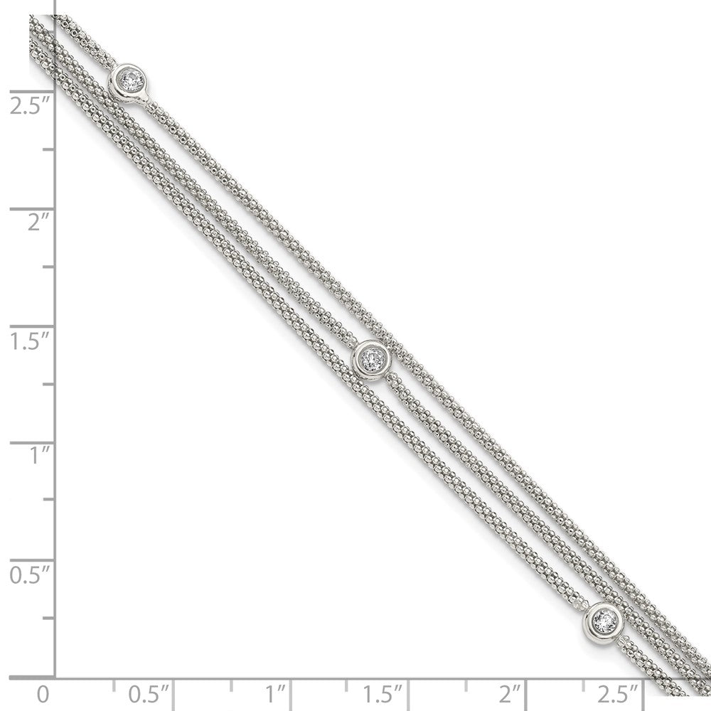Sterling Silver Polished Multi Strand CZ Bracelet