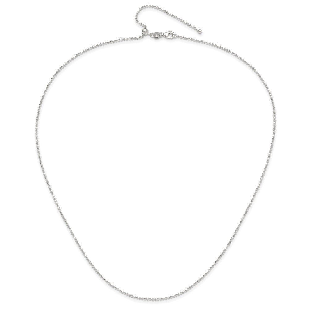 Sterling Silver Polished Beaded Adjustable Necklace