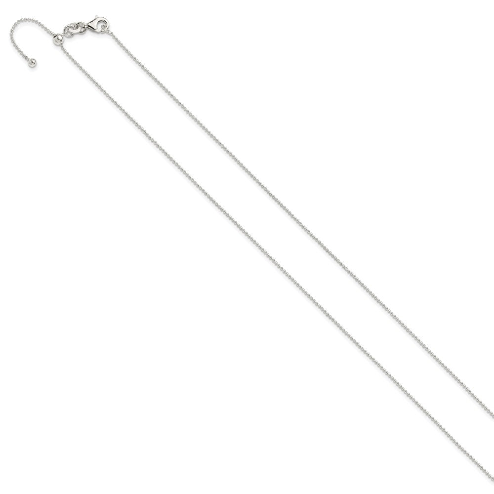 Sterling Silver Polished Beaded Adjustable Necklace