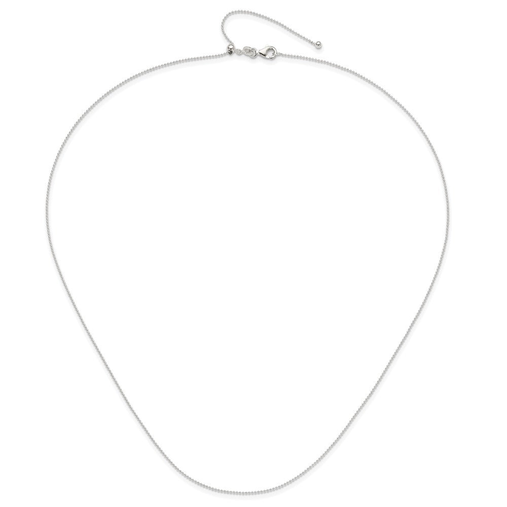 Sterling Silver Polished Beaded Adjustable Necklace