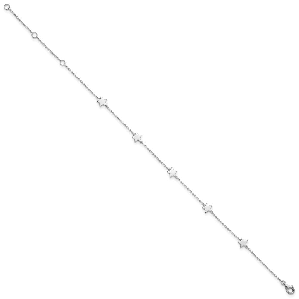 Sterling Silver Rhodium-plated Stars 8.5 inch Plus 2 inch Extender - Total 10.5 inch Anklet