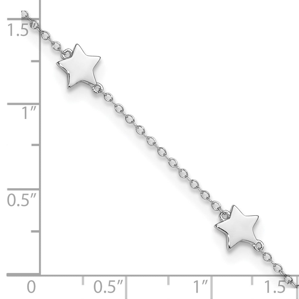 Sterling Silver Rhodium-plated Stars 8.5 inch Plus 2 inch Extender - Total 10.5 inch Anklet