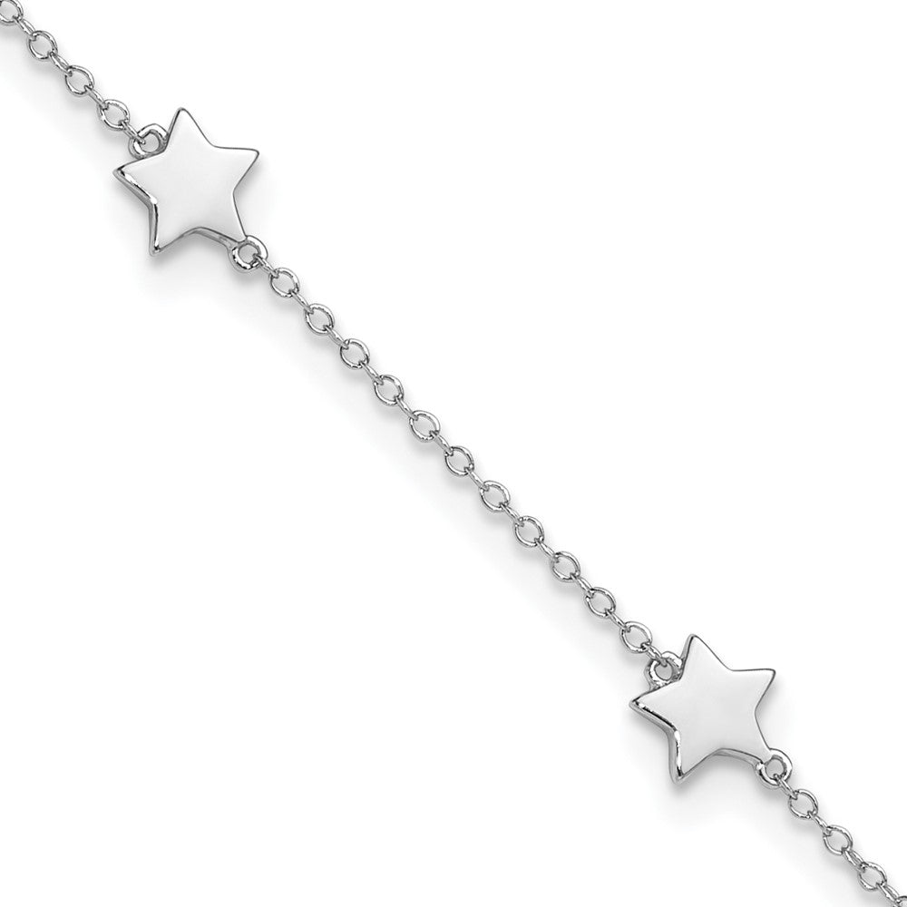 Sterling Silver Rhodium-plated Stars 8.5 inch Plus 2 inch Extender - Total 10.5 inch Anklet