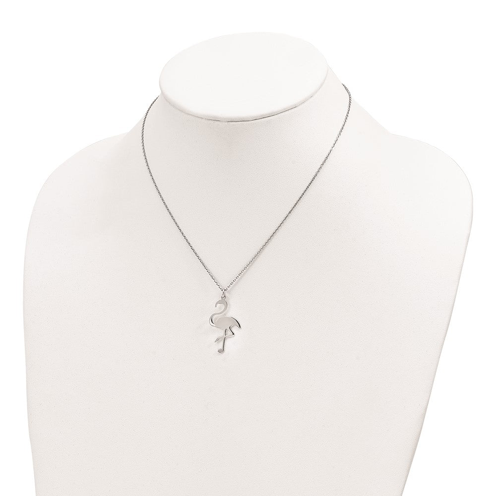 Sterling Silver Polished Flamingo Necklace