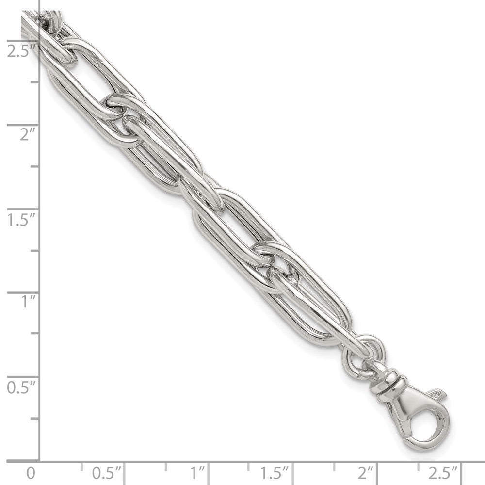 Sterling Silver Polished Oval Double Link 7.5 inch with 1 inch Extender Bracelet