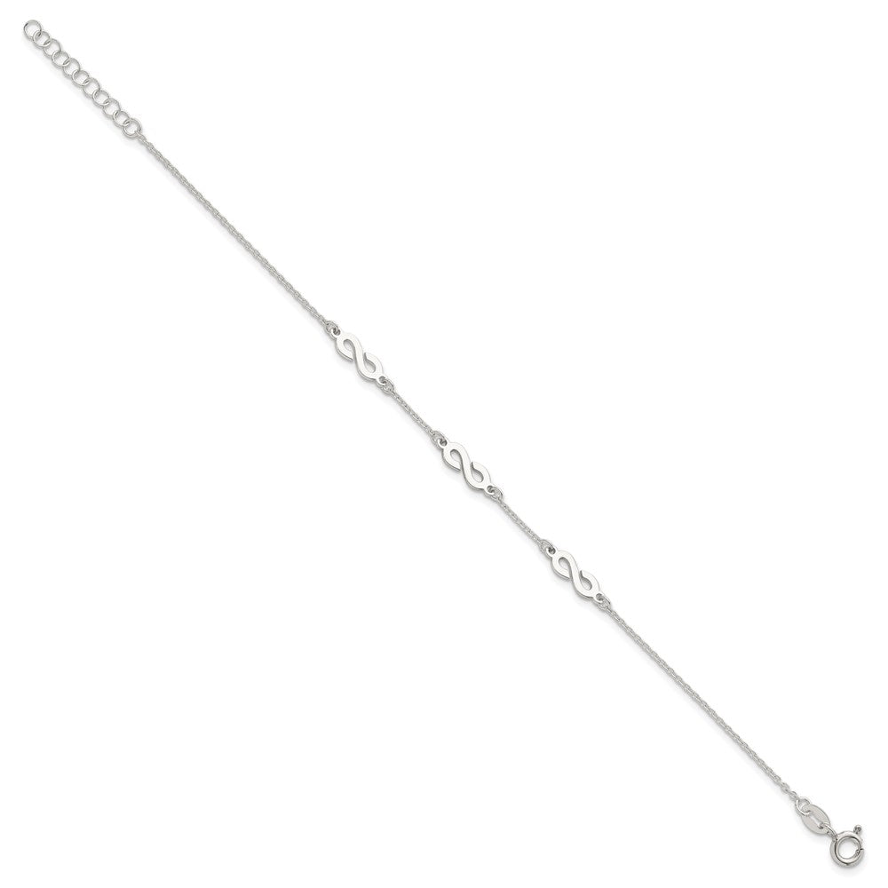Sterling Silver Polished Infinity 7 inch with 1 inch Extension Bracelet
