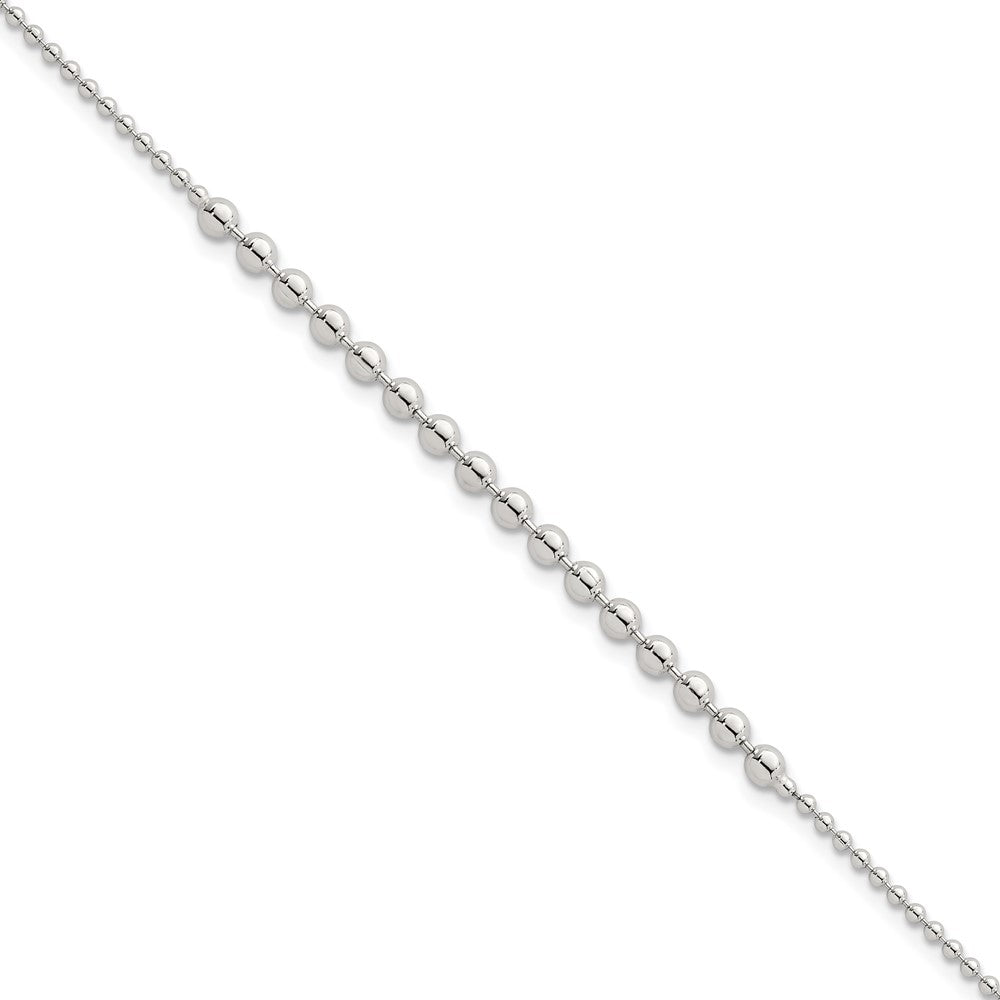Sterling Silver Polished Center Beaded 7.5 Inch Bracelet