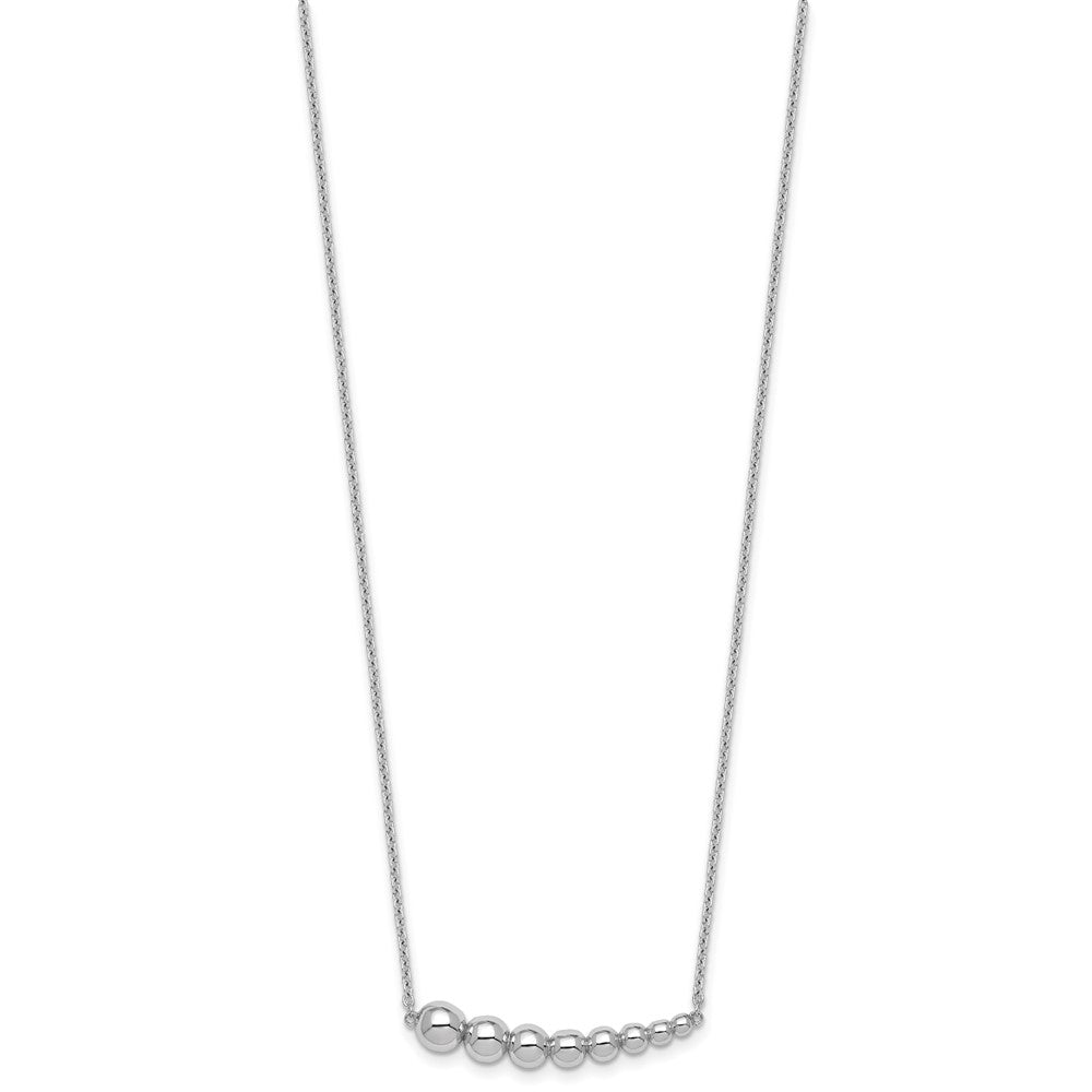 Sterling Silver Rhodium-plated Graduated Beaded 16 inch with 1.5 inch Extension Necklace