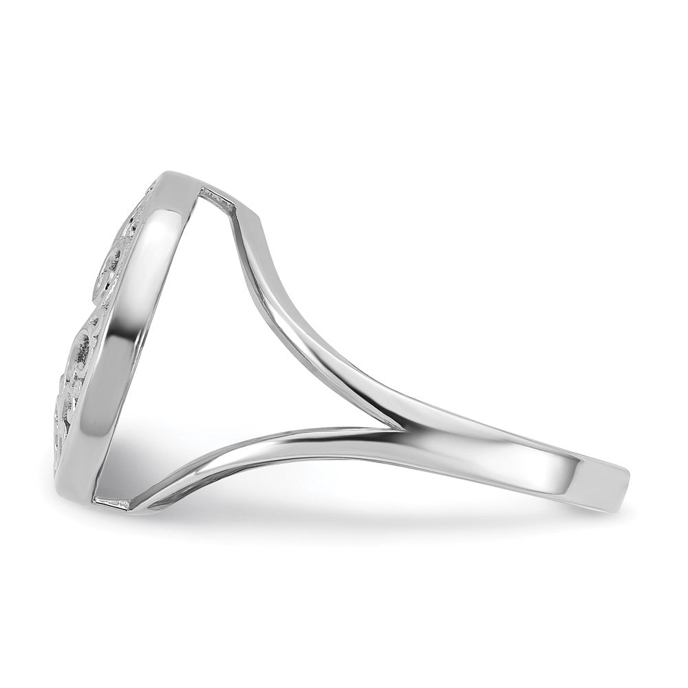 Sterling Silver Rhodium-plated Polished Filigree Mother of Pearl Filigree Circle Size 7 Ring