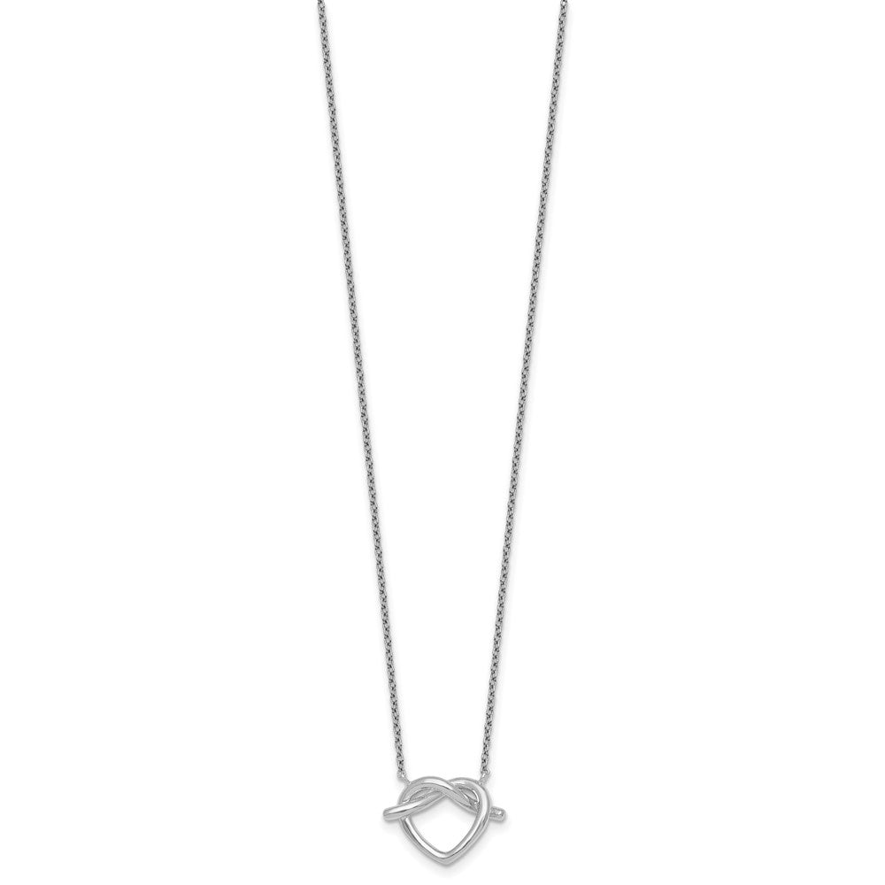 Sterling Silver Rhodium-plated Polished Knot Heart 17.75 Inch Necklace