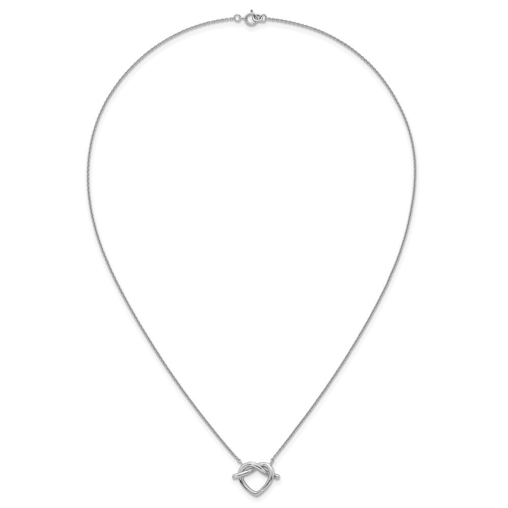 Sterling Silver Rhodium-plated Polished Knot Heart 17.75 Inch Necklace