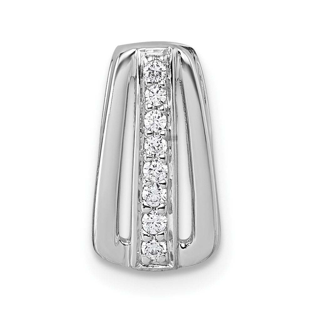Sterling Silver Rhodium-plated Polished White CZ Chain Slide Pendant