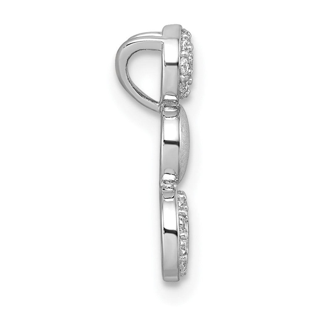 Sterling Silver Rhodium-plated Polished and Satin CZ  3-Circles Chain Slide Pendant