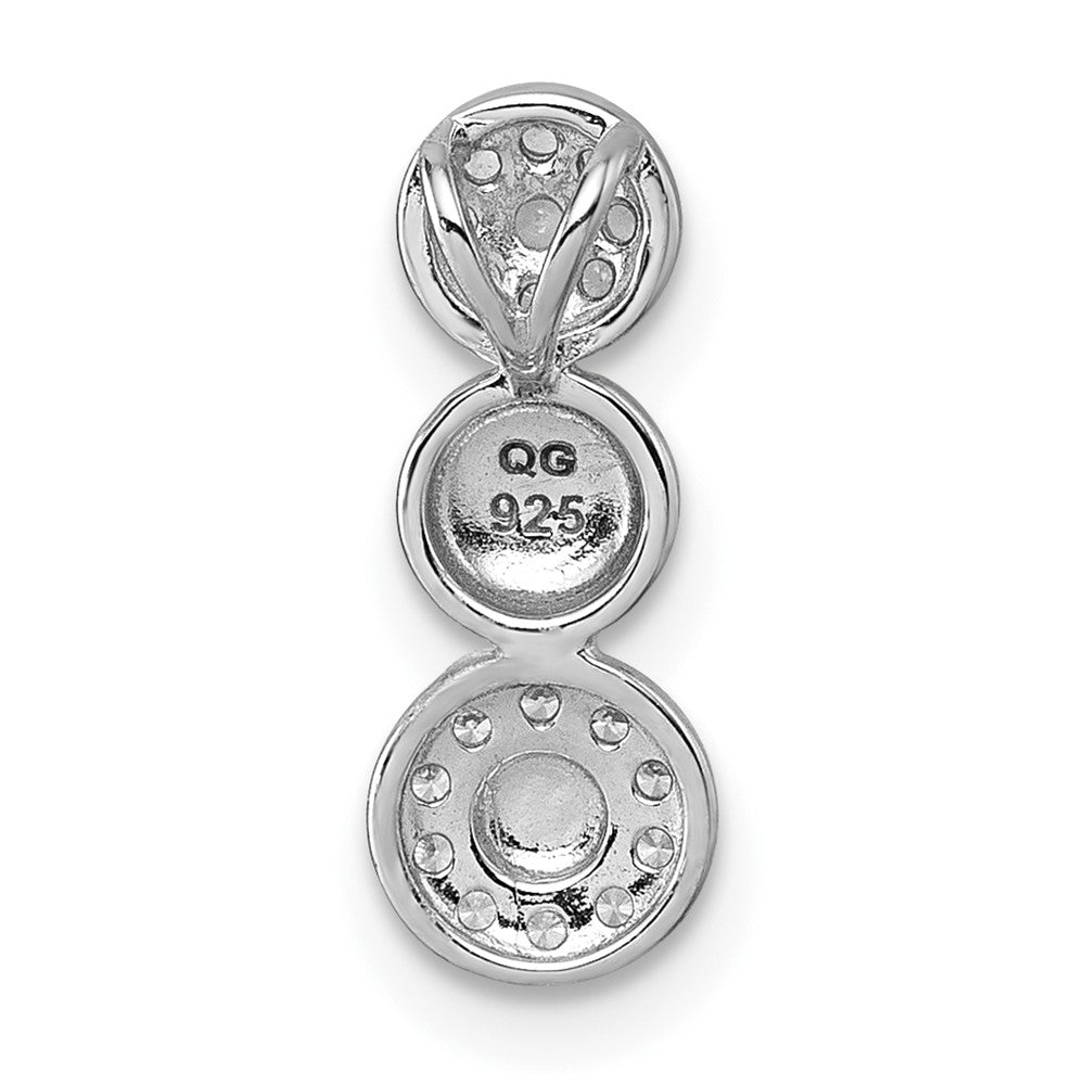 Sterling Silver Rhodium-plated Polished and Satin CZ  3-Circles Chain Slide Pendant