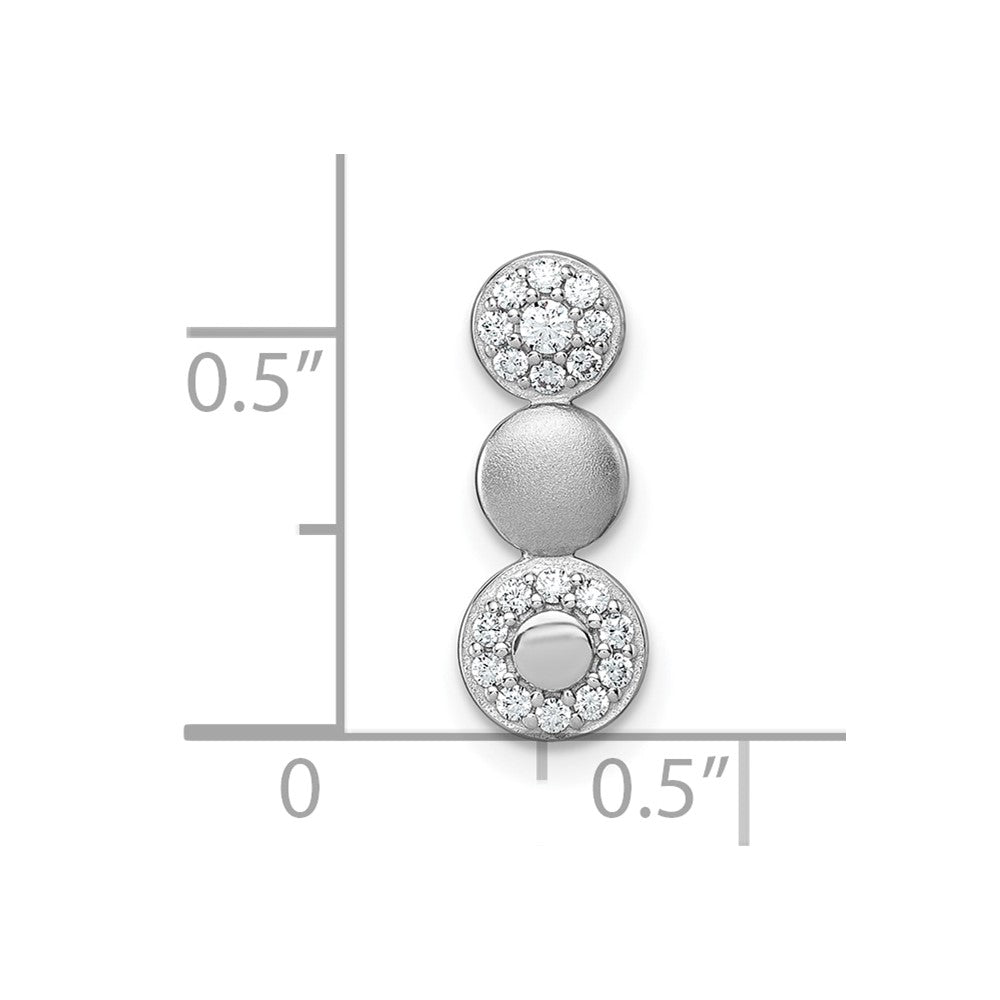 Sterling Silver Rhodium-plated Polished and Satin CZ  3-Circles Chain Slide Pendant