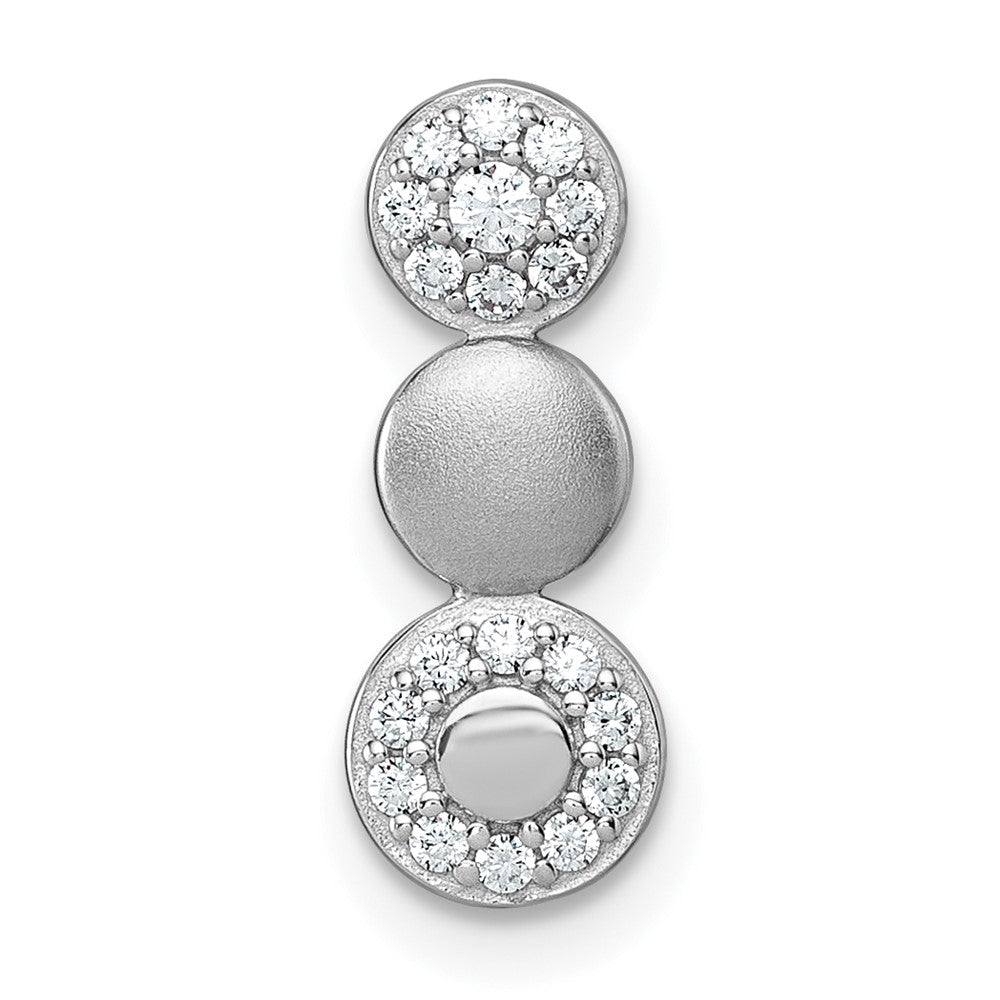 Sterling Silver Rhodium-plated Polished and Satin CZ  3-Circles Chain Slide Pendant