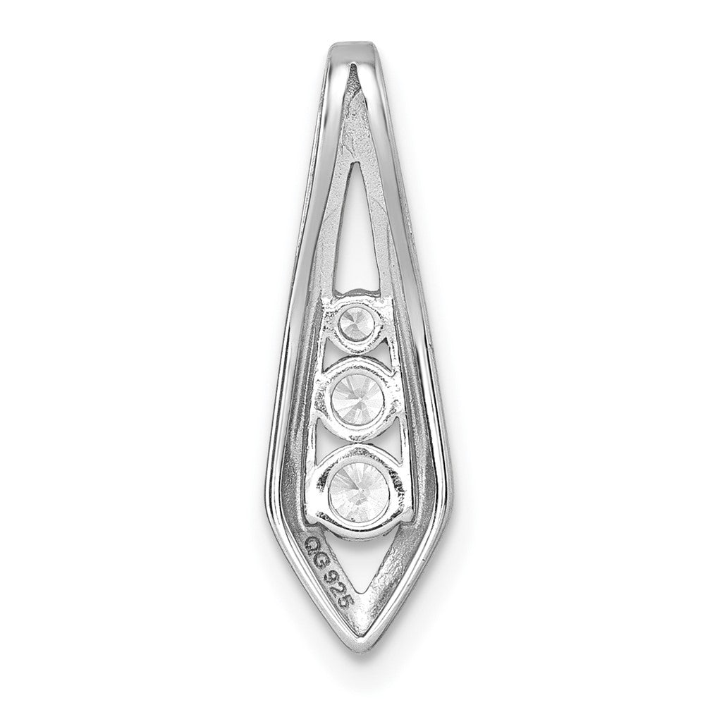 Sterling Silver Rhodium-plated Polished Fancy CZ Kite-shaped Chain Slide Pendant