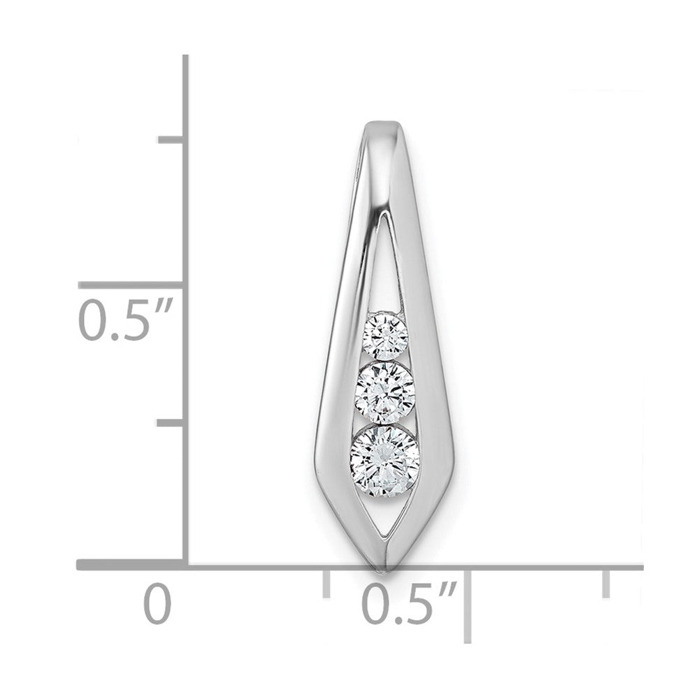 Sterling Silver Rhodium-plated Polished Fancy CZ Kite-shaped Chain Slide Pendant