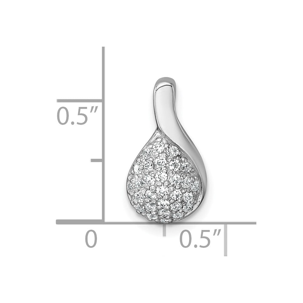 Sterling Silver Rhodium-plated Polished Fancy Teardrop CZ Chain Slide Pendant