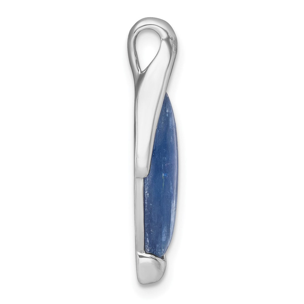 Sterling Silver Rhodium-plated Polished Fancy Marquise Kyanite Cabochon Chain Slide Pendant